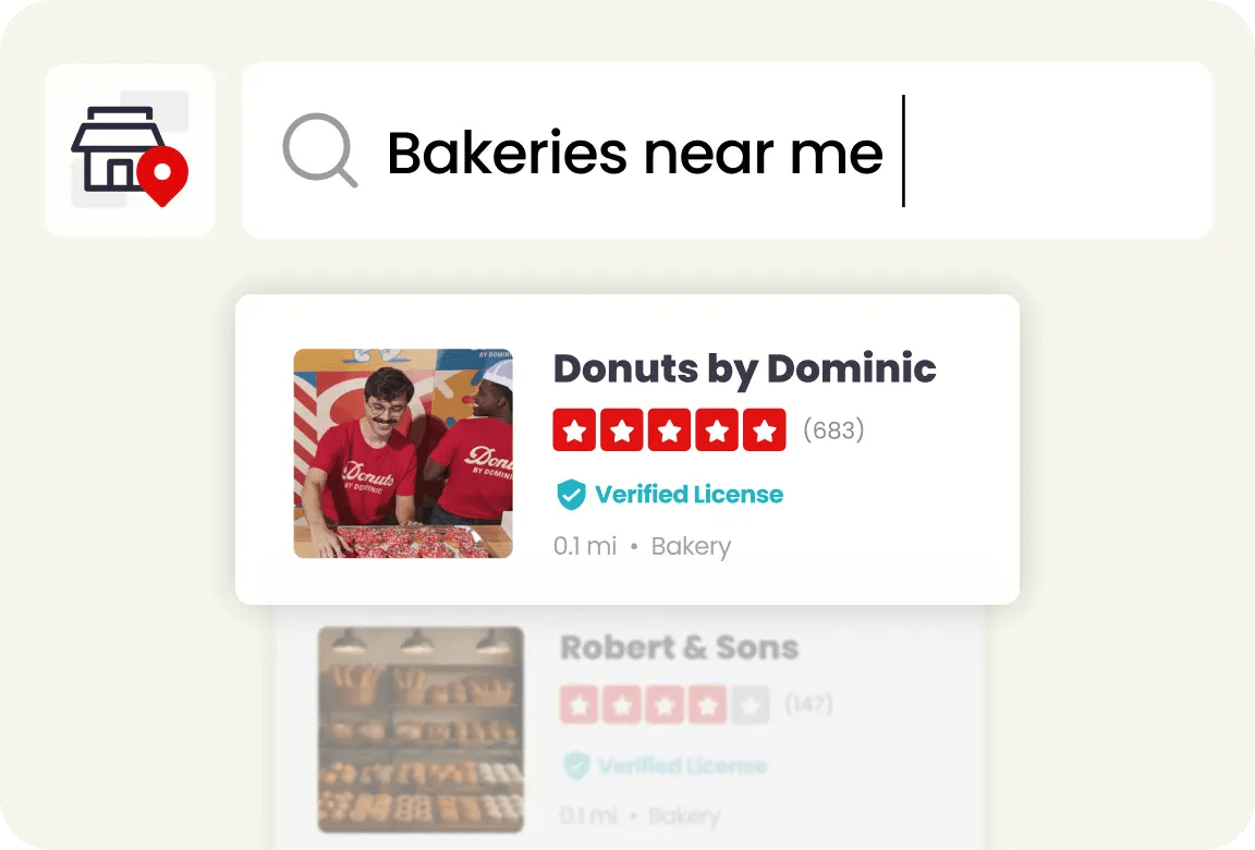 Searching of nearby bakeries on Yelp